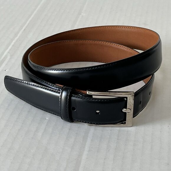 BROOKS BROTHERS MADE IN ITALY BLACK GENUINE LEATHER DRESS BELT SIZE 36 - Picture 2 of 16
